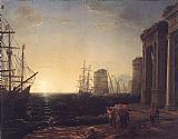 Harbour Scene at Sunset by Claude Lorrain